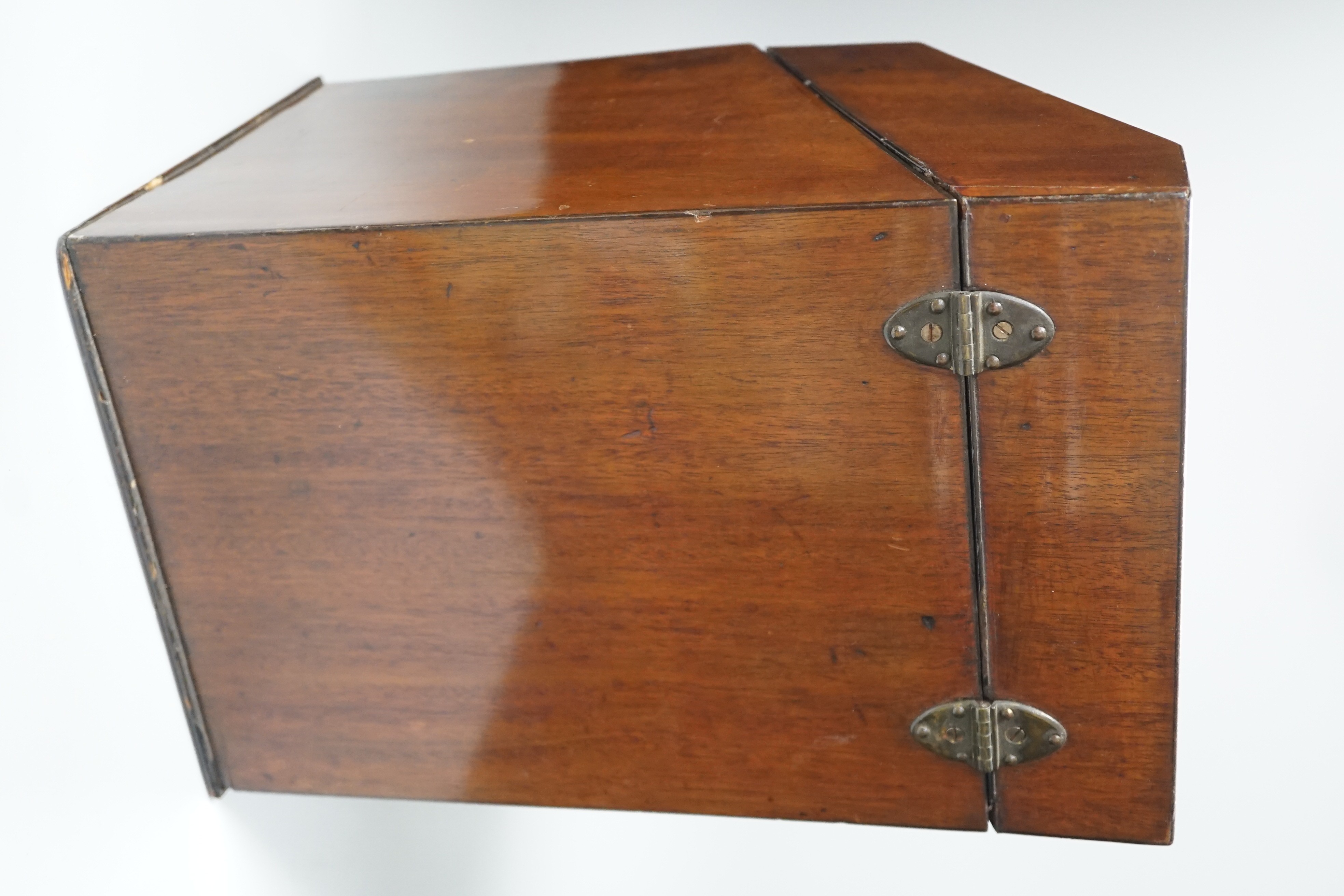 A George III mahogany knife box, converted to a stationery box, 37cm tall